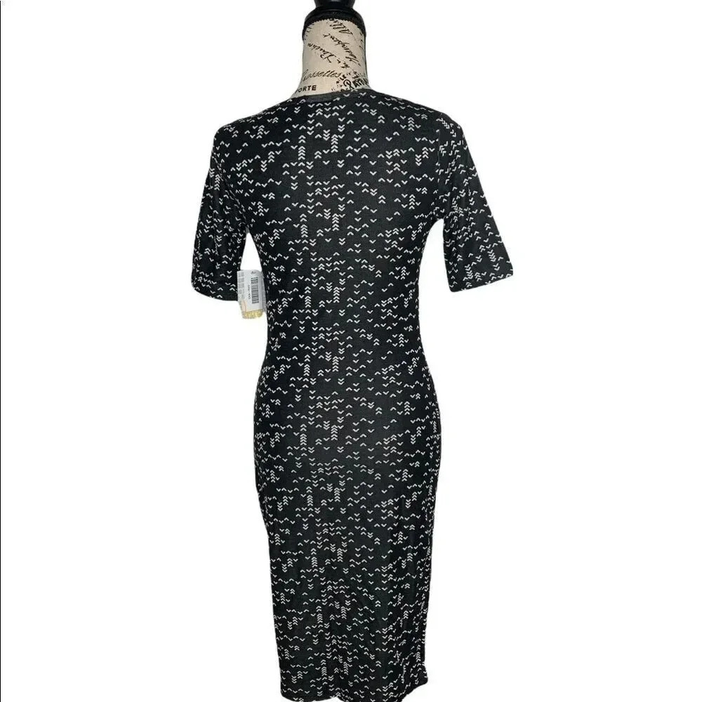 LuLaRoe XXS Julia Dress Black & White Pattern NWT - Picture 4 of 16